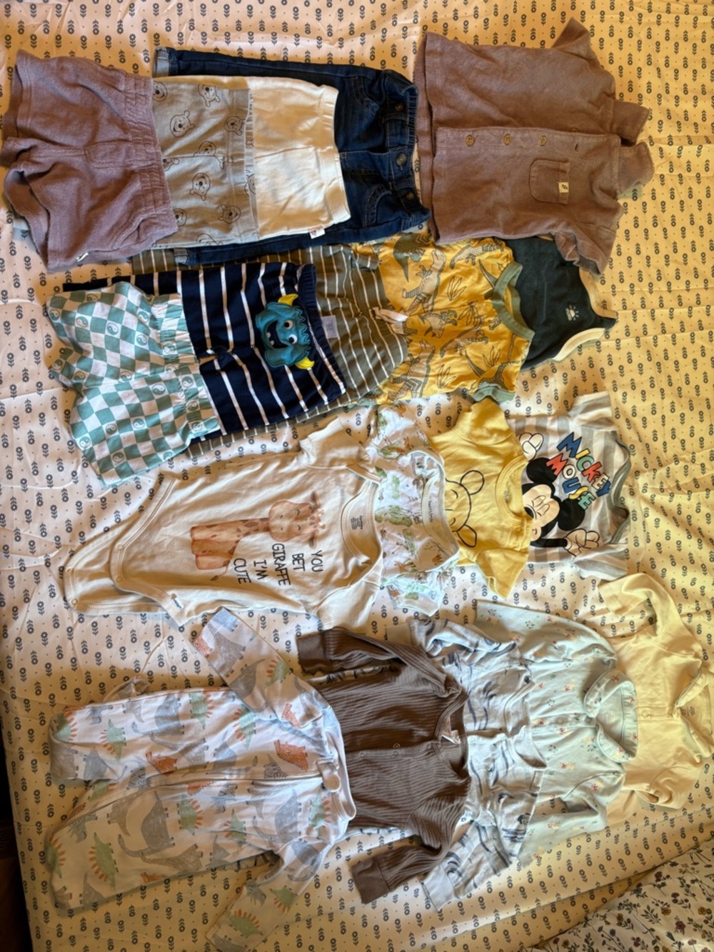 Mixed Baby Onesies & Outfits - Yellow, Blue, Green, Beige Set